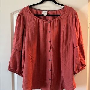 Knox Rose Rust Button-Up Blouse